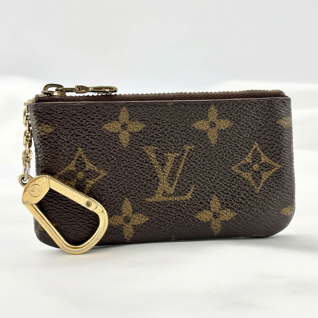 Louis Vuitton Monogram Key Pouch with Gold Carabiner
