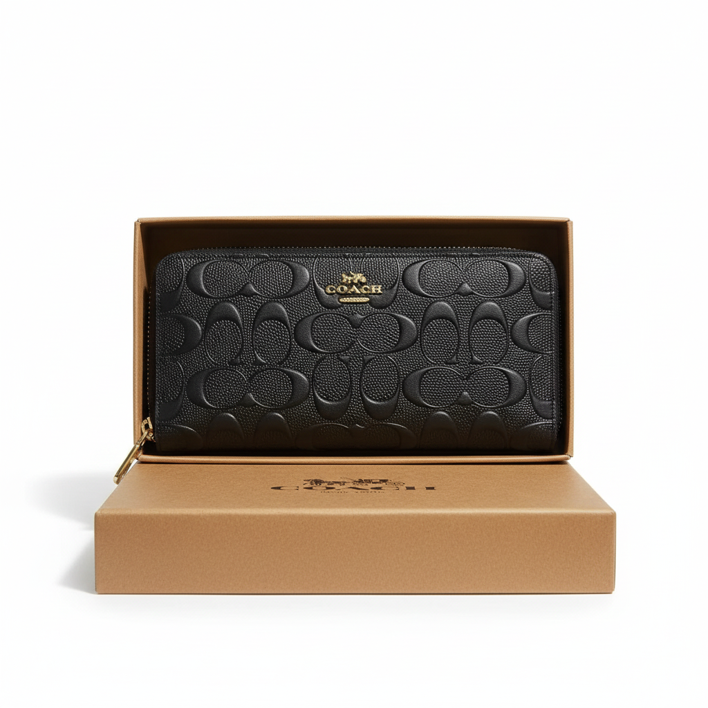 Coach Black Signature Long Wallet